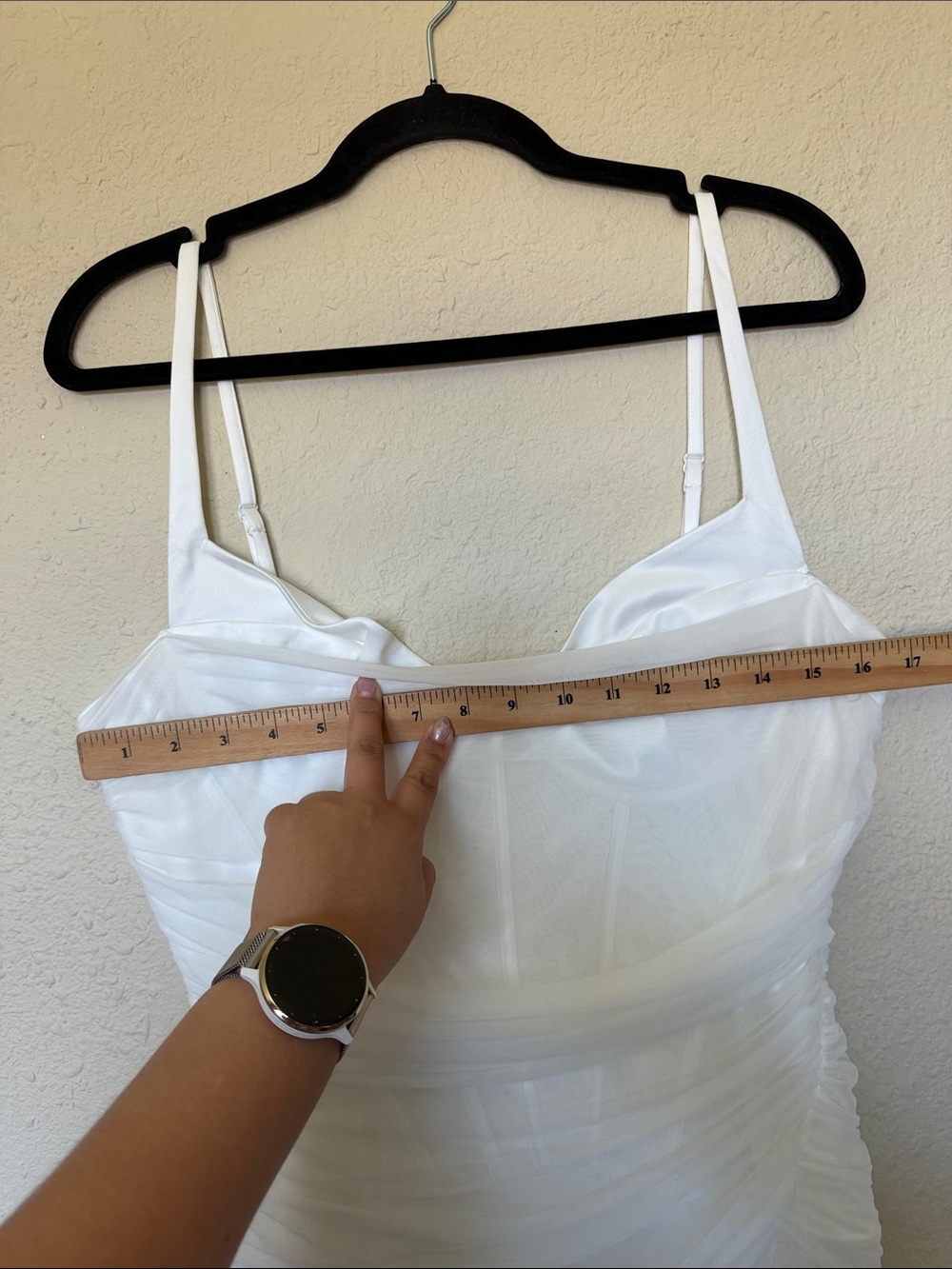 HOUSE OF CB Lini White Mesh Maxi Dress white ruched size L regular cup A-C NWOT - Picture 16 of 17